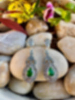 Emerald  Marcasite Sterling Silver Earrings