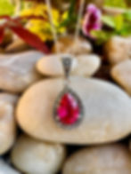 Ruby  Marcasite Halo Sterling Silver Necklace