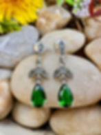 Wedding long drop women s925 Emerald Sterling Silver Marcasite Earrings,Irish businese, fast delivery