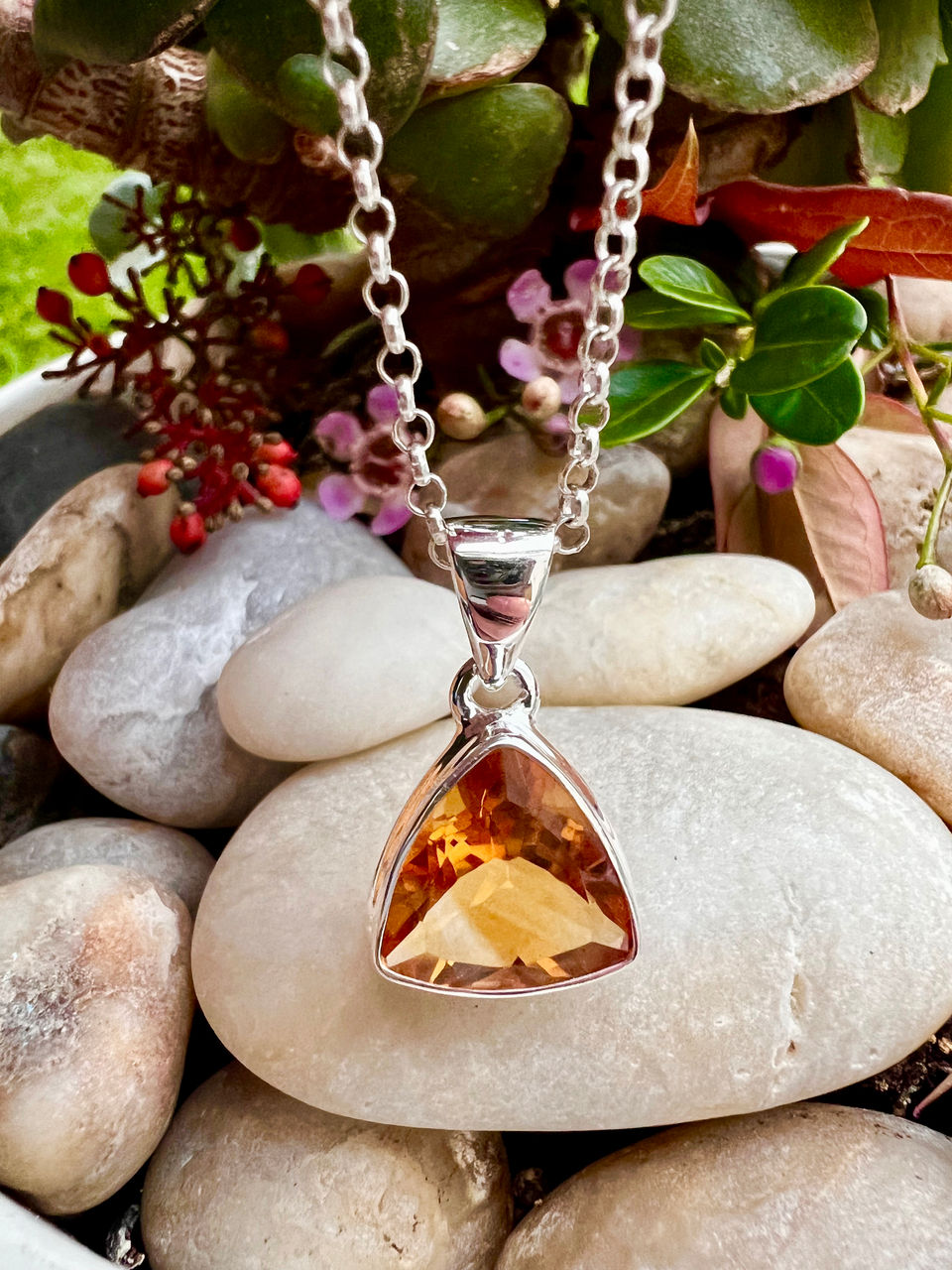 Genuine Citrine Sterling Silver Necklace