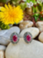 Women Oval cut Ruby Sterling Silver Marcasite Stud Earrings,Irish marcasite jewllery, gift for her, birthday, Christmas