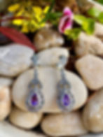 Art Deco Amethyst  Marcasite Sterling Silver drop Earrings