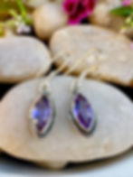 Amethyst Sterling Silver Drop Earrings,handmade,